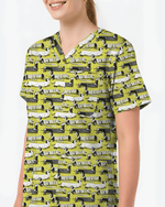 Adorable Mummy Wiener Dog Medical Scrub Top - Scrubloop
