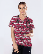 Adorable Mummy Wiener Dog Medical Scrub Top - Scrubloop