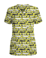 Adorable Mummy Wiener Dog Medical Scrub Top - Scrubloop