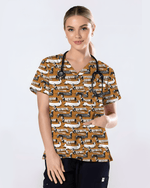 Adorable Mummy Wiener Dog Medical Scrub Top - Scrubloop