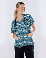 Adorable Mummy Wiener Dog Medical Scrub Top - Scrubloop