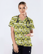 Adorable Mummy Wiener Dog Medical Scrub Top - Scrubloop