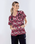 Adorable Mummy Wiener Dog Medical Scrub Top - Scrubloop