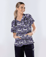 Adorable Mummy Wiener Dog Medical Scrub Top - Scrubloop