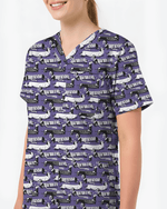 Adorable Mummy Wiener Dog Medical Scrub Top - Scrubloop