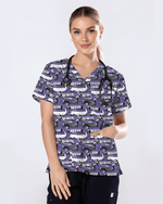 Adorable Mummy Wiener Dog Medical Scrub Top - Scrubloop