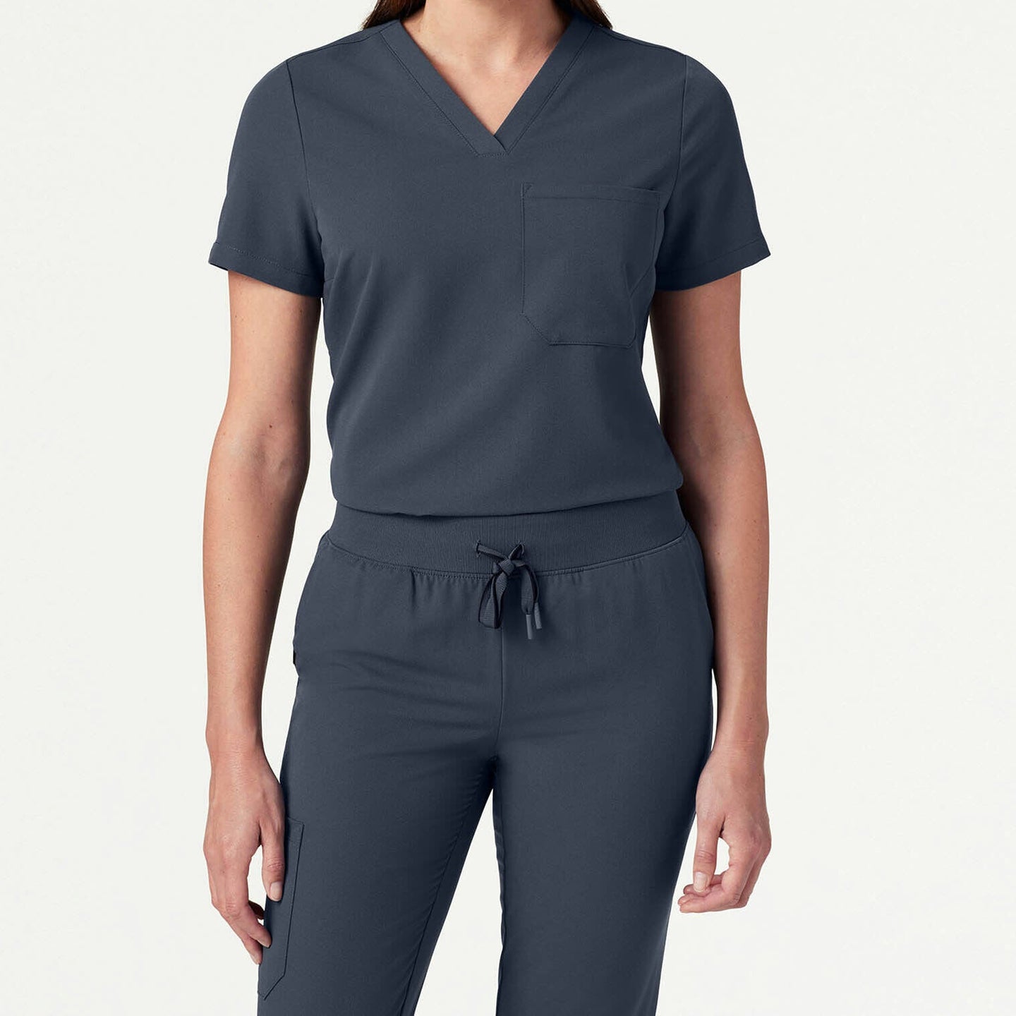 Women’s Slim Fit Tuckable V-Neck Scrub Top with 1 Chest Pocket and Stretch Panels