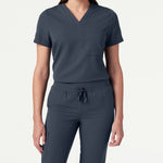 Women’s Slim Fit Tuckable V-Neck Scrub Top with 1 Chest Pocket and Stretch Panels