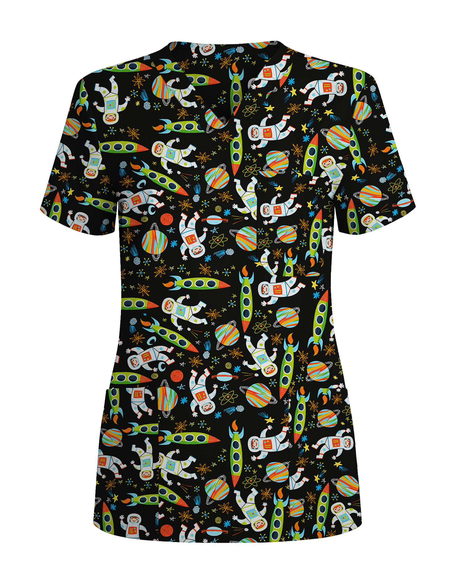 Astronaut Dreams Medical Women Scrub Top - Scrubloop
