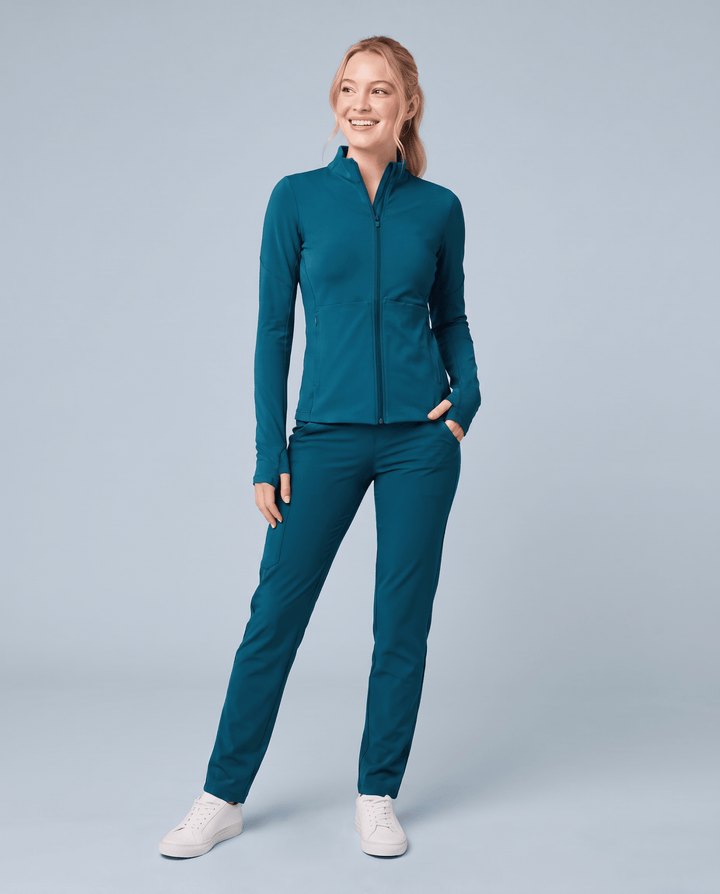 Athletic Knit Scrub Jacket Caribbean Blue