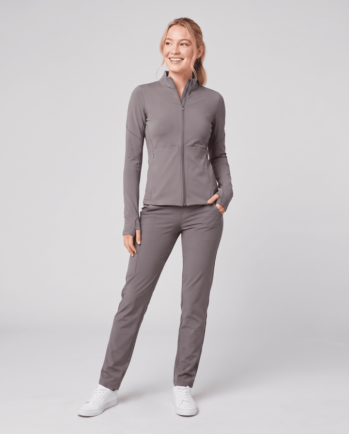 Athletic Knit Scrub Jacket Heather Gray
