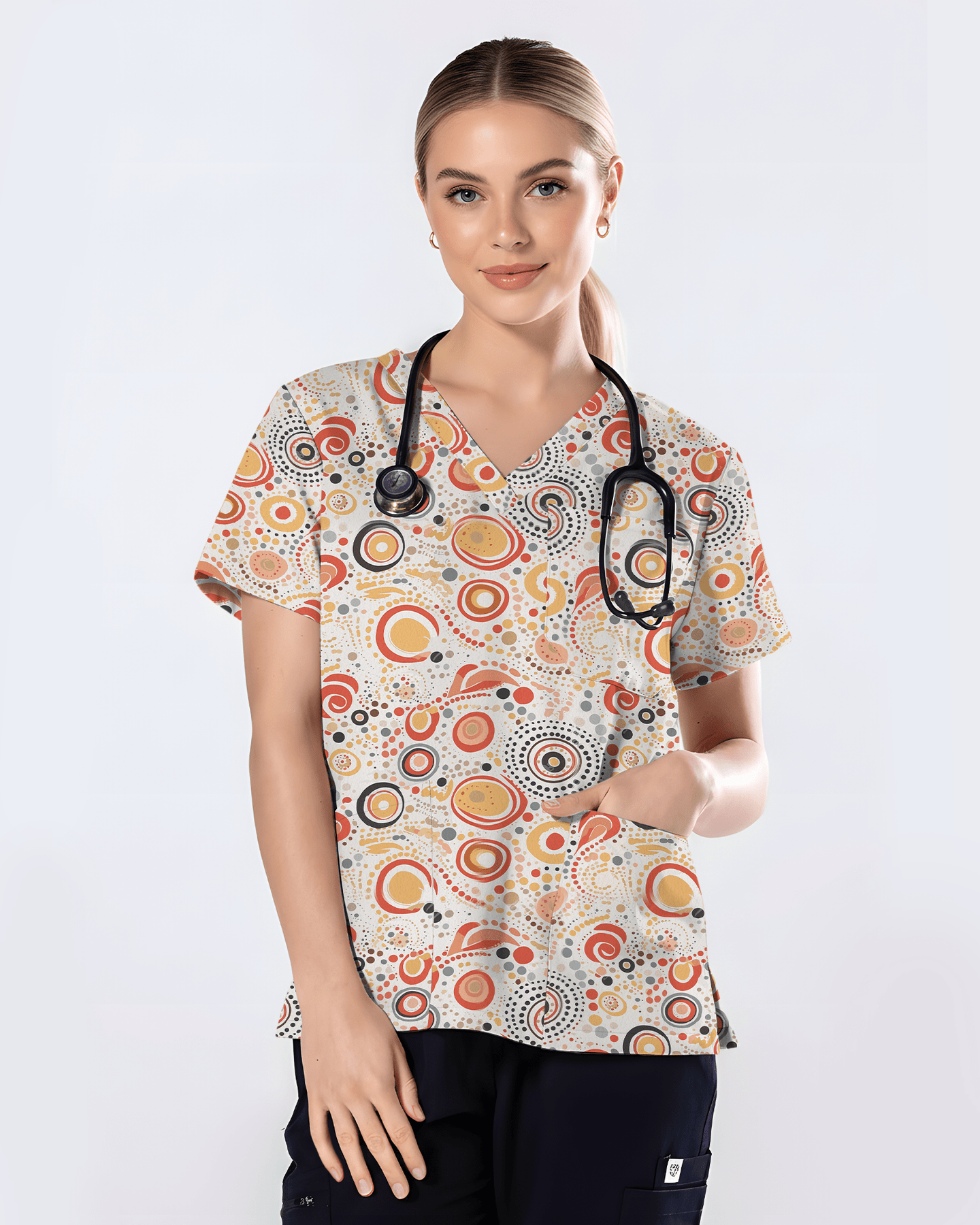 Australian Aboriginal Dot Art Scrub Top - Scrubloop