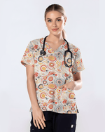 Australian Aboriginal Dot Art Scrub Top - Scrubloop