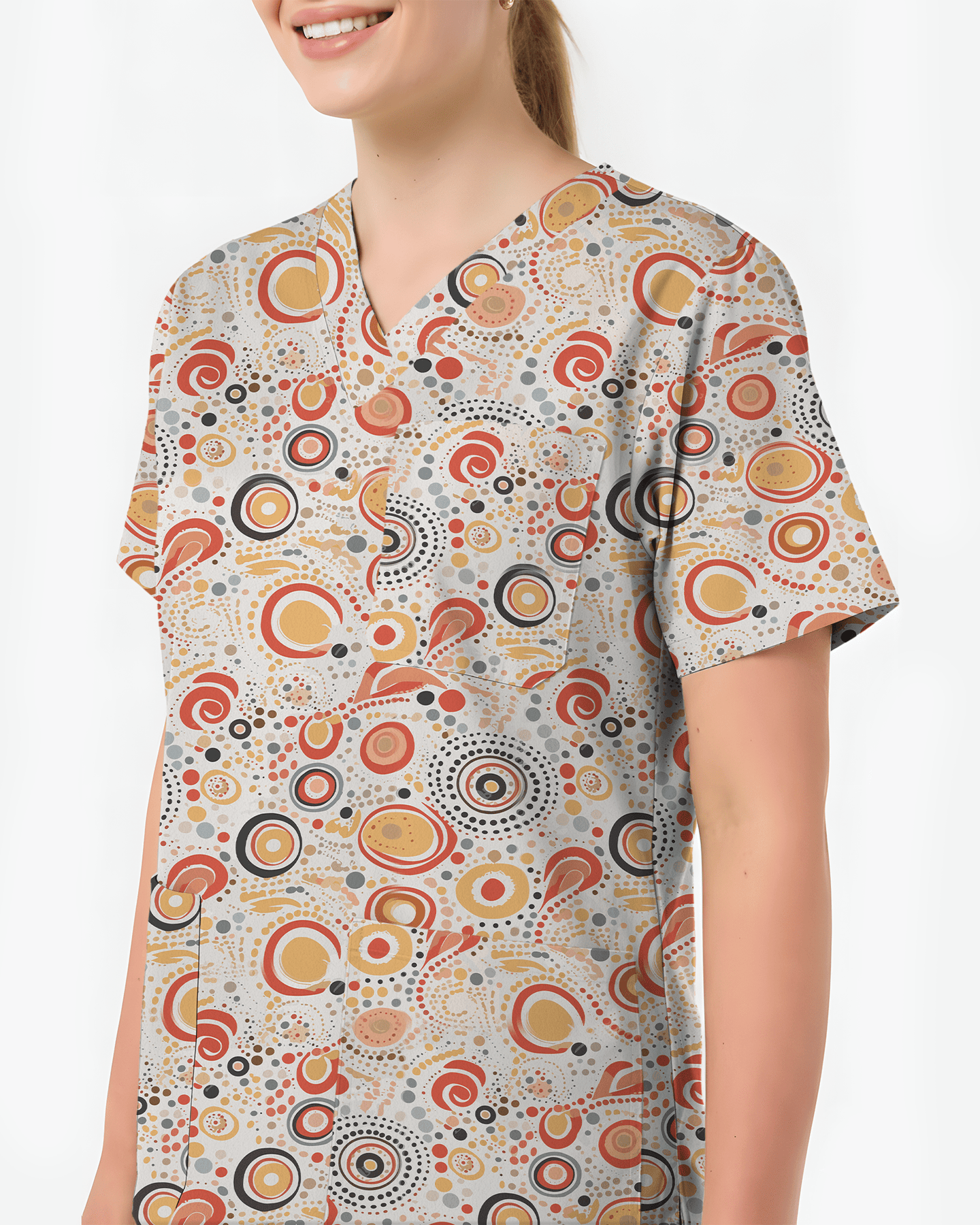 Australian Aboriginal Dot Art Scrub Top - Scrubloop