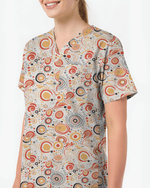 Australian Aboriginal Dot Art Scrub Top - Scrubloop