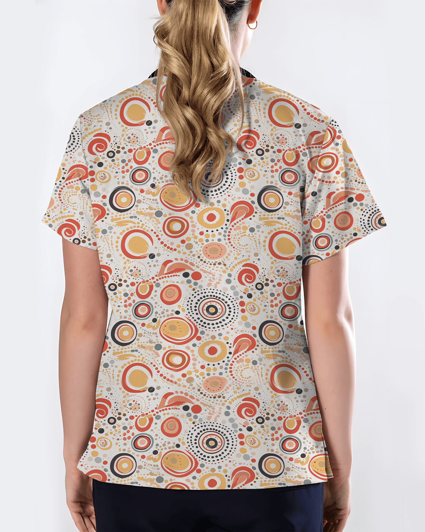 Australian Aboriginal Dot Art Scrub Top - Scrubloop