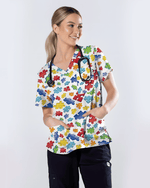 Autism Awareness 3D Puzzle Piece Nurse Scrub Top - Scrubloop