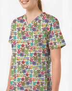 Autism Awareness Easter Bunny Cute Nurse Scrub Top - Scrubloop