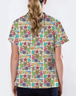 Autism Awareness Easter Bunny Cute Nurse Scrub Top - Scrubloop