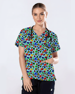 Autism Awareness Leopard Puzzle Piece Nurse Scrub Top - Scrubloop