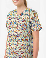 Autism Awareness Puzzle Piece Nurse Scrub Top - Scrubloop