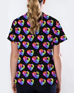 Autism Awareness Rainbow Puzzle Heart Nurse Scrub Top - Scrubloop