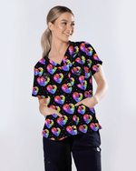 Autism Awareness Rainbow Puzzle Heart Nurse Scrub Top - Scrubloop