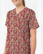 Autumn Meadow Floral Women Scrub Top - Scrubloop