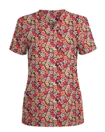 Autumn Meadow Floral Women Scrub Top - Scrubloop