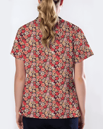 Autumn Meadow Floral Women Scrub Top - Scrubloop