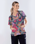 Blooming Garden Breeze Women Scrub Top - Scrubloop