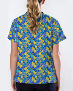 Blue and Yellow Heart Art Nurse Scrub Top - Scrubloop