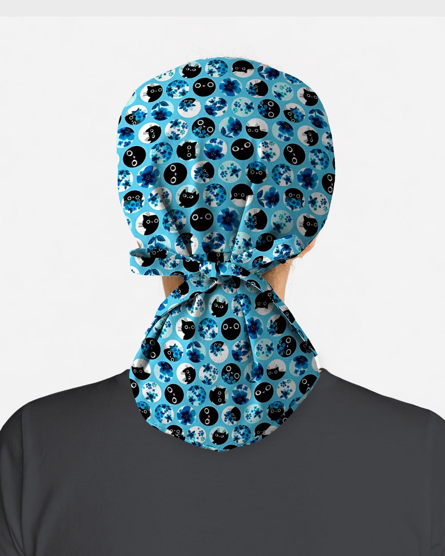 Blue Cat Dots Scrub Cap - Scrubloop