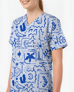 Boho Beach Sunwashed Coastal Dream Women Scrub Top - Scrubloop