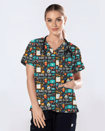Born To Yap Forced To Chart Funny Nurse Scrub Top - Scrubloop