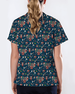 Buffalo Plaid Reindeer Christmas Nurse Scrub Top - Scrubloop