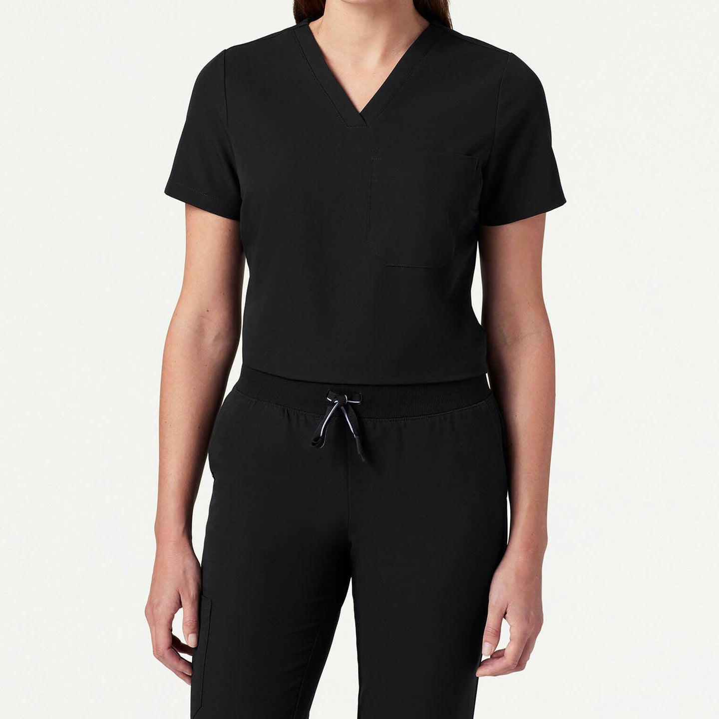 Women’s Slim Fit Tuckable V-Neck Scrub Top with 1 Chest Pocket and Stretch Panels
