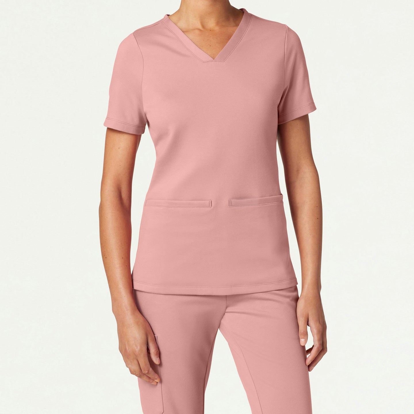 Women’s Slim Fit Soft Stretch V-Neck Scrub Top with 2 Pockets and Side Vents