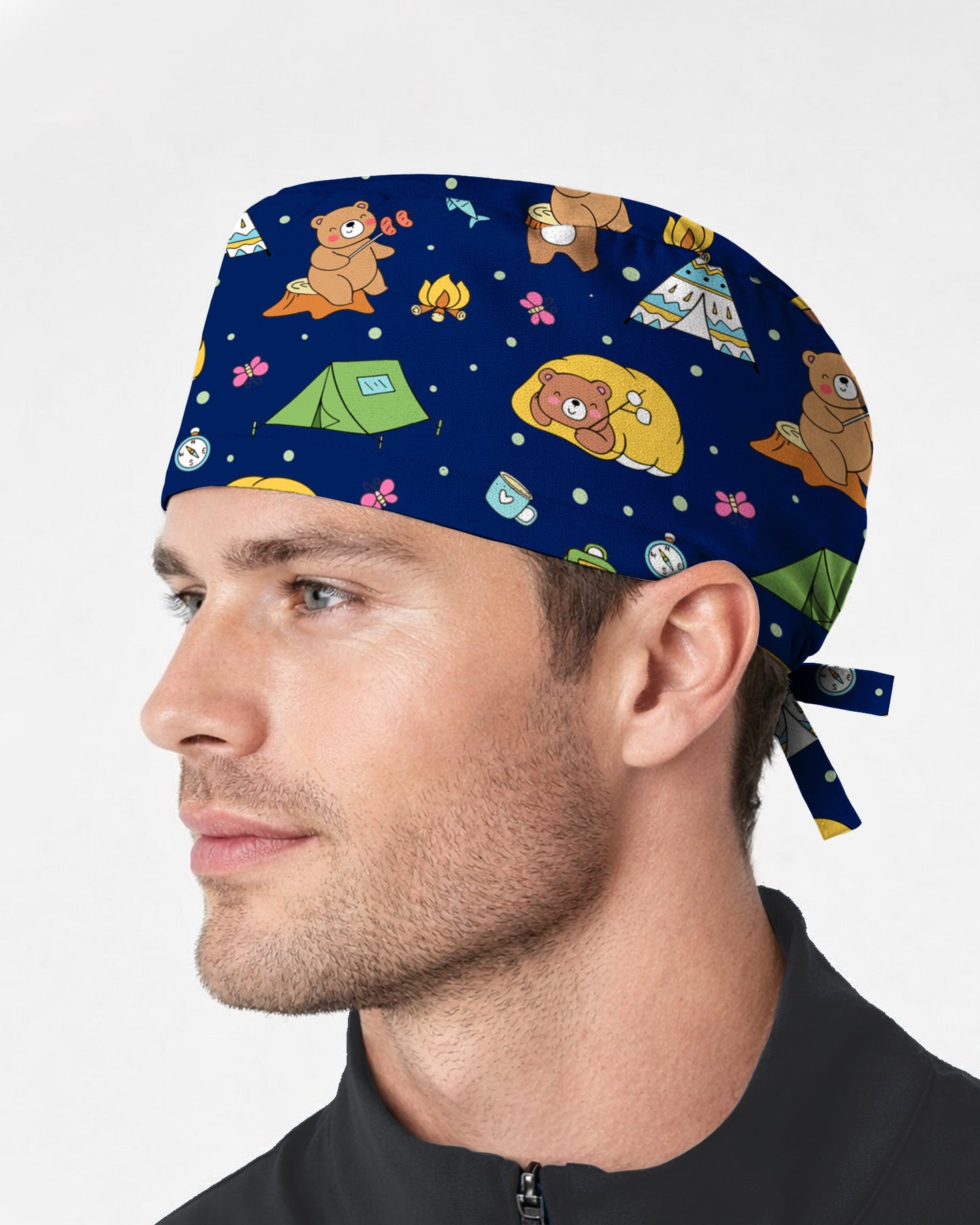 Camping Bears Cozy Woodland Adventure Scrub Cap - Scrubloop