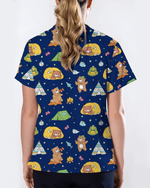 Camping Bears Cozy Woodland Adventure Women Scrub Top - Scrubloop