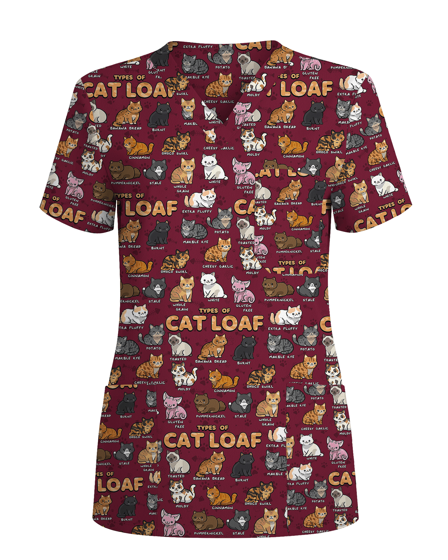 Cat Loaf Nurse Cute Feline Mood Women Scrub Top - Scrubloop