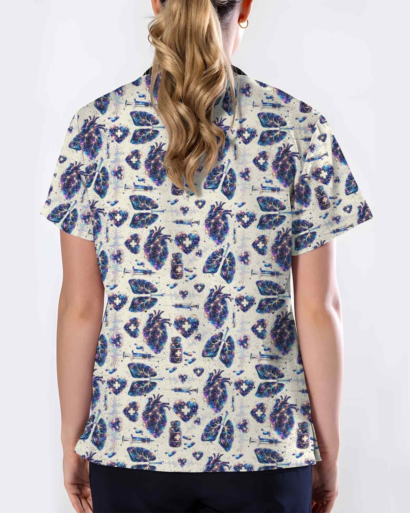 Celestial Heart & Lung Nursing Scrub Top - Scrubloop