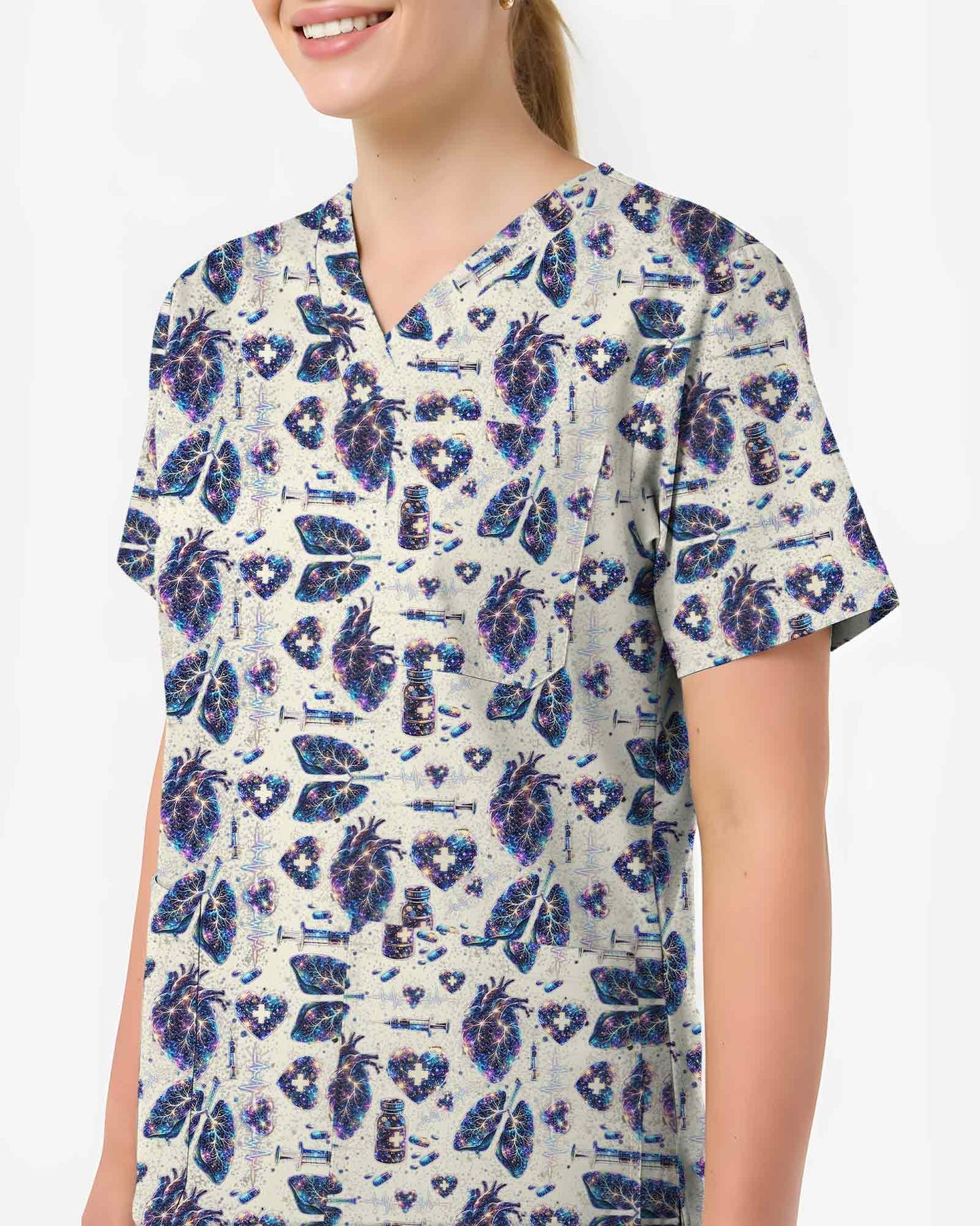 Celestial Heart & Lung Nursing Scrub Top - Scrubloop