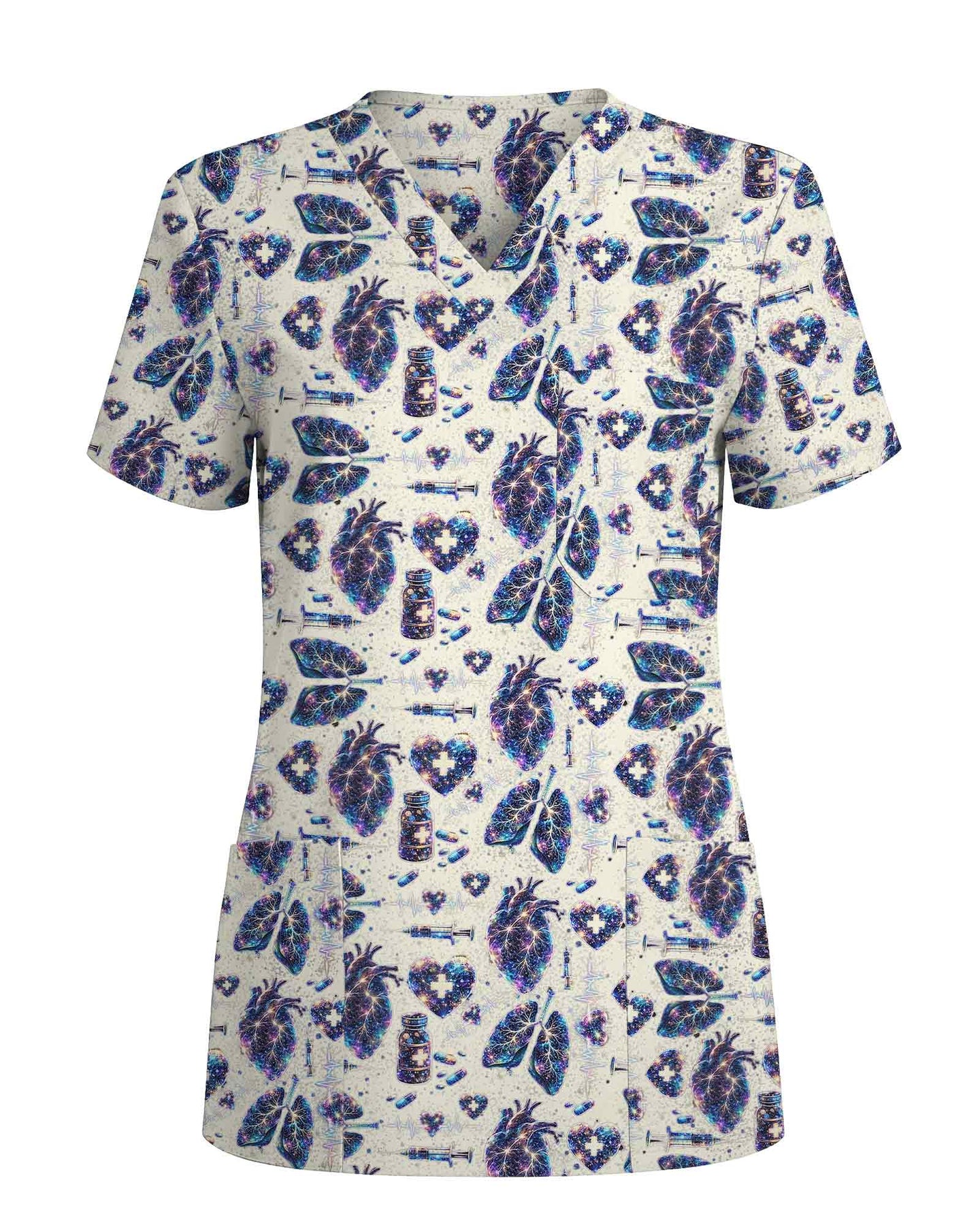 Celestial Heart & Lung Nursing Scrub Top - Scrubloop