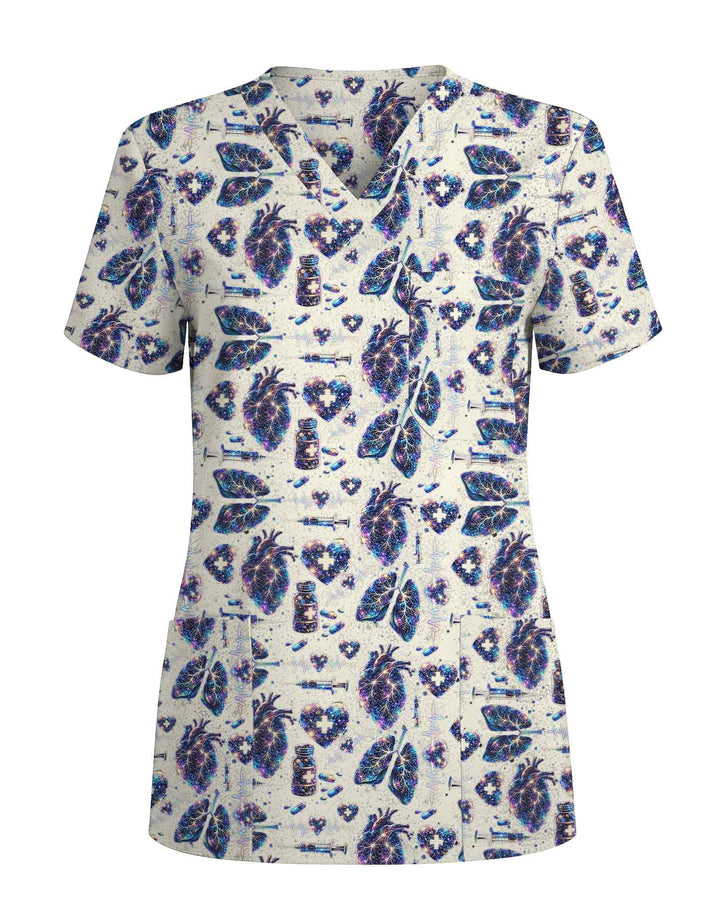 Celestial Heart & Lung Nursing Scrub Top