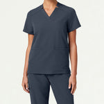 Women’s Classic Fit Notched V-Neck Scrub Top with 3 Pockets and Side Vents