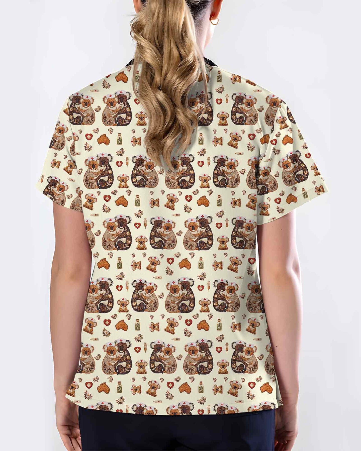 Charming Mandala Koala Nurse Scrub Top - Scrubloop