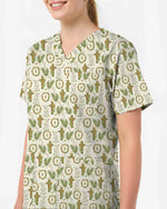Christian Easter Cross Lamb Palm Leaf Scrub Top - Scrubloop