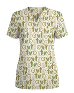 Christian Easter Cross Lamb Palm Leaf Scrub Top - Scrubloop