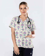 Christian Easter He Is Risen Cross Medical Scrub Top - Scrubloop
